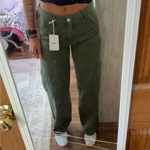 Aabel Women's Olive Flare cargo Jeans